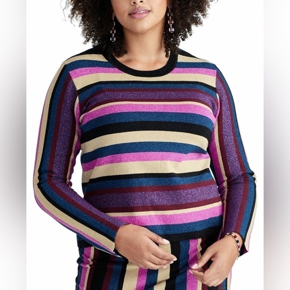 Rachel Roy Women's Plus Size Veda Stripe Sweater - Picture 1 of 7